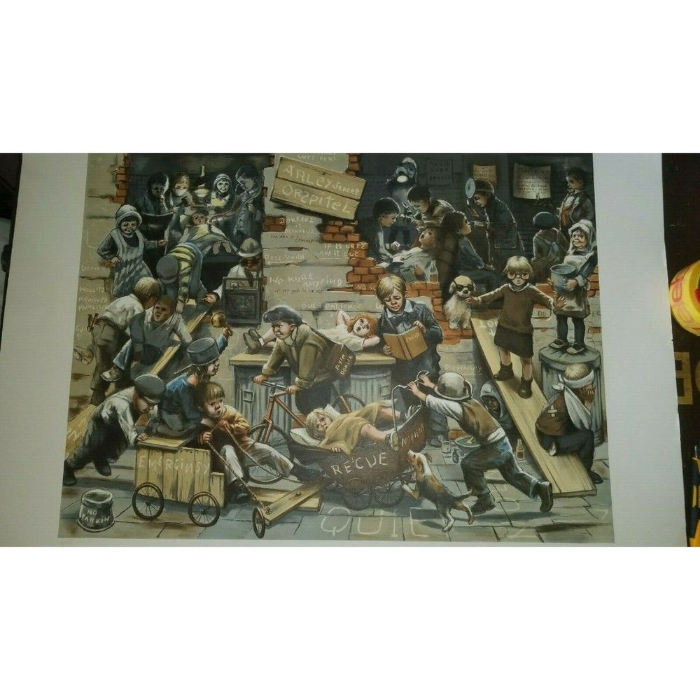Leighton Jones Signed Large Lithograph "Arley Street Orspitel" Ltd Ed n/frame